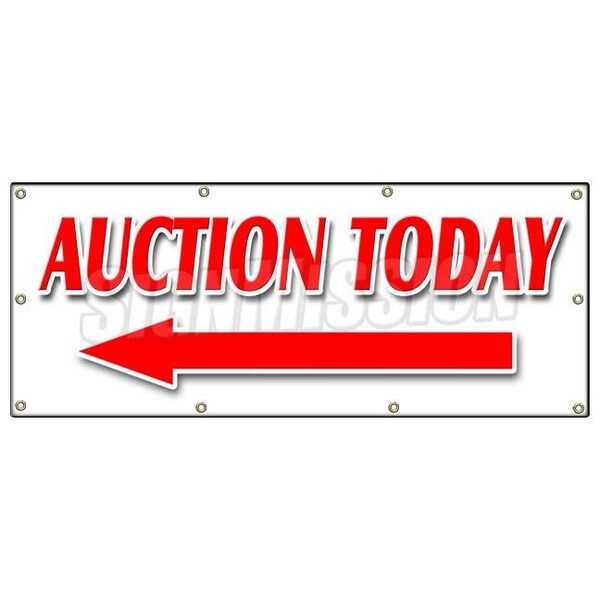 AUCTION TODAY WITH LEFT ARROW BANNER SIGN antiques jewelry estate